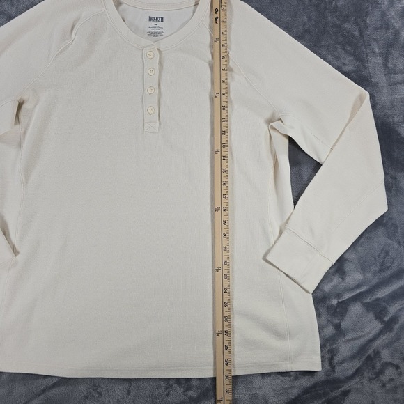 Duluth Longtail T Winter Waffle Henley Shirt Womens 2XL Cream Thermal 94724 - Picture 3 of 6